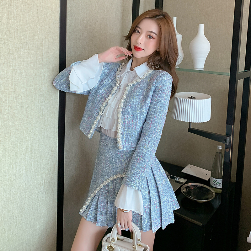 Chanelstyle business suit ladies woolen coat 3pcs set