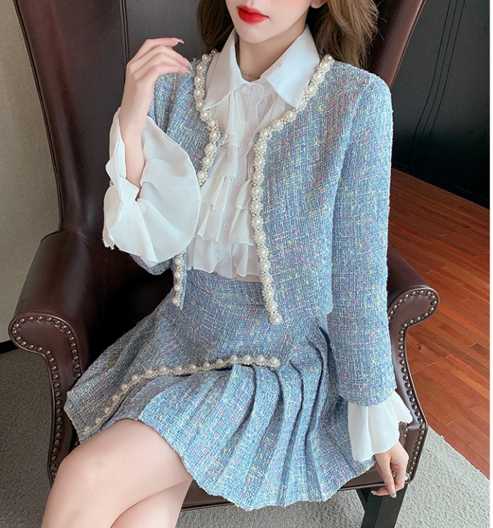 Chanelstyle business suit ladies woolen coat 3pcs set