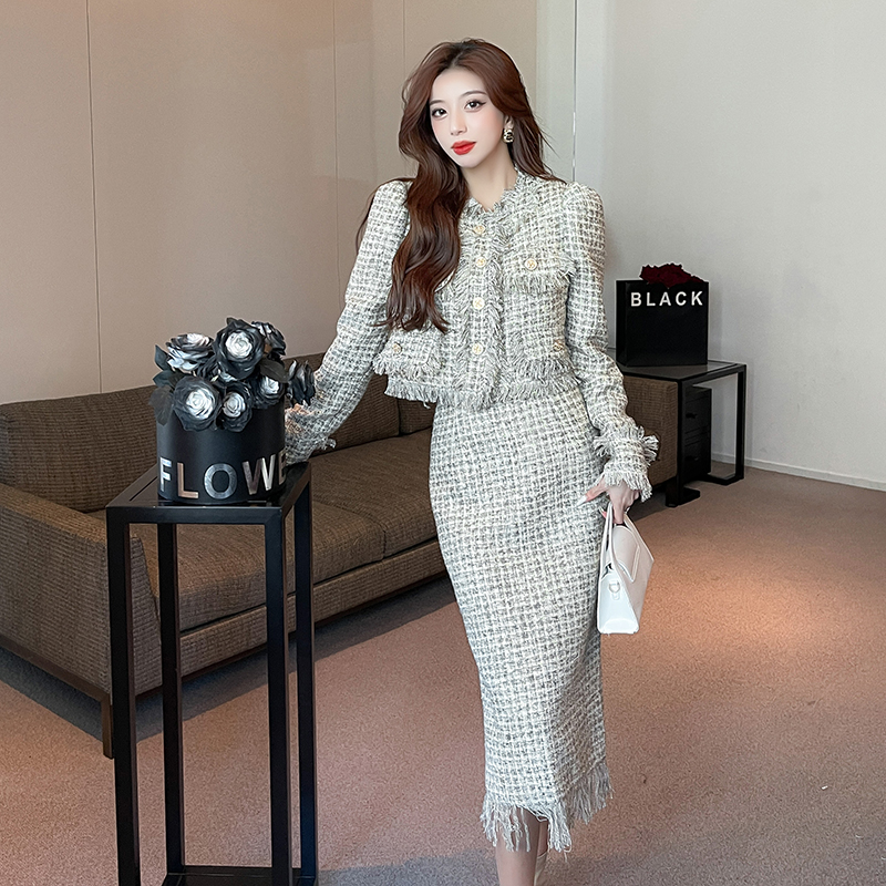 Plus cotton coat ladies long skirt a set for women
