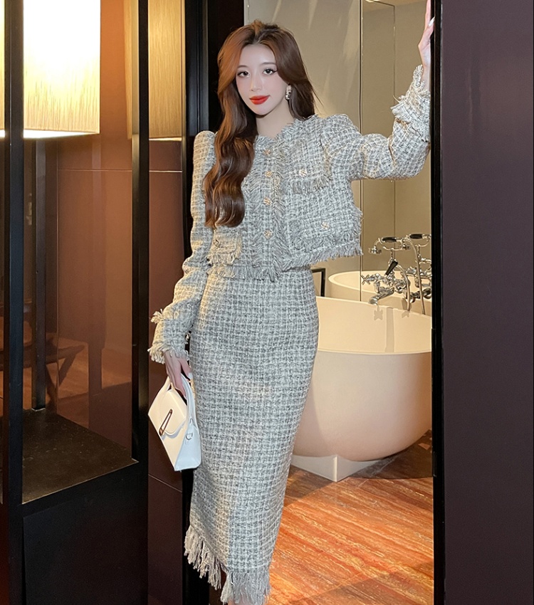 Plus cotton coat ladies long skirt a set for women