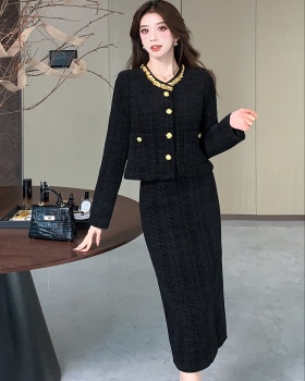 Ladies purple jacket chanelstyle skirt 2pcs set