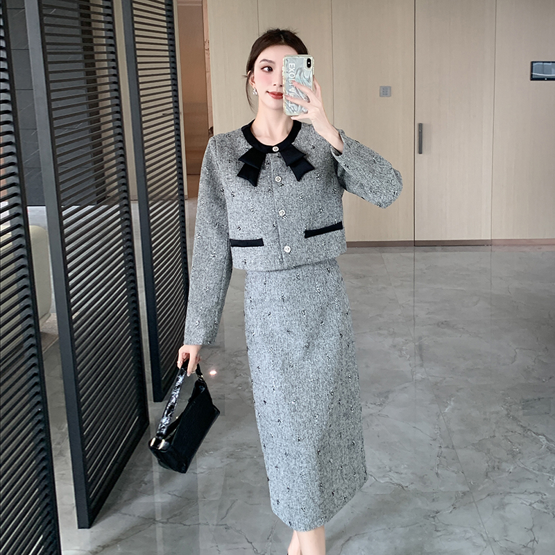 Profession long skirt temperament coat 2pcs set for women