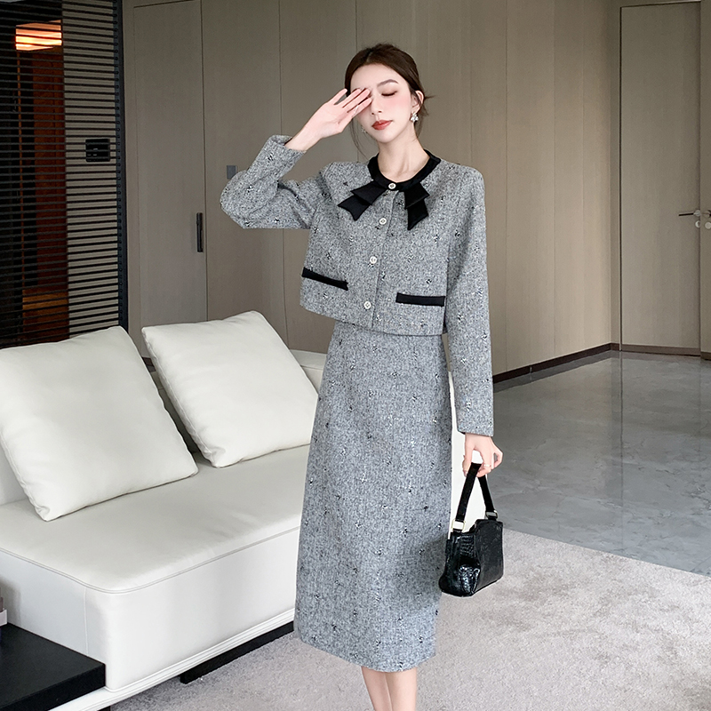 Profession long skirt temperament coat 2pcs set for women