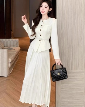Fashion autumn elegant crimp coat 2pcs set