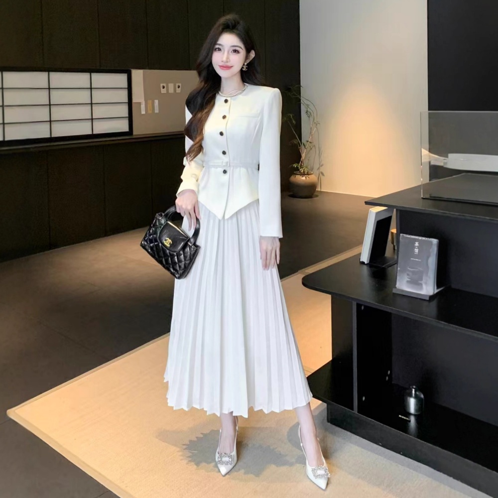 Fashion autumn elegant crimp coat 2pcs set