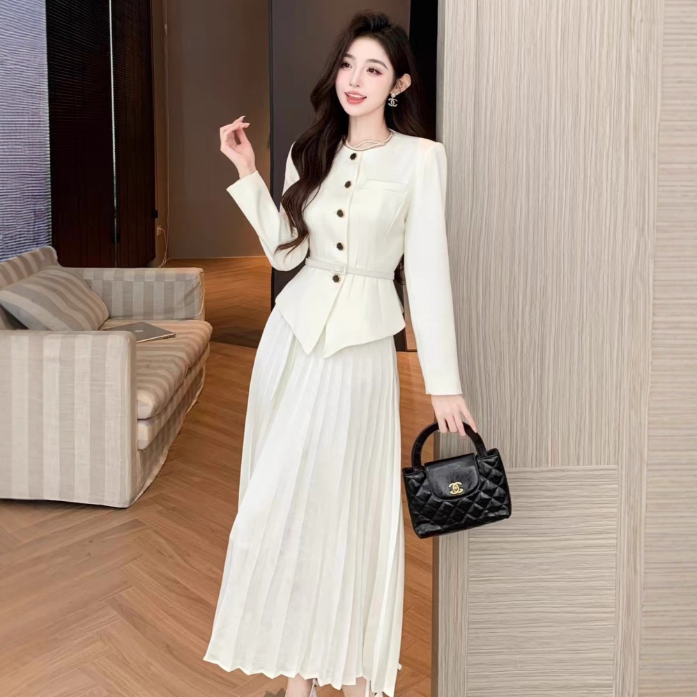 Fashion autumn elegant crimp coat 2pcs set