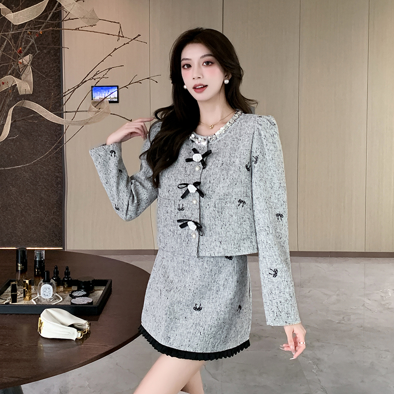 France style chanelstyle autumn skirt 2pcs set for women