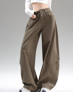 Green lengthen casual pants American style slim pants