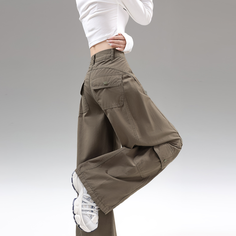 Green lengthen casual pants American style slim pants