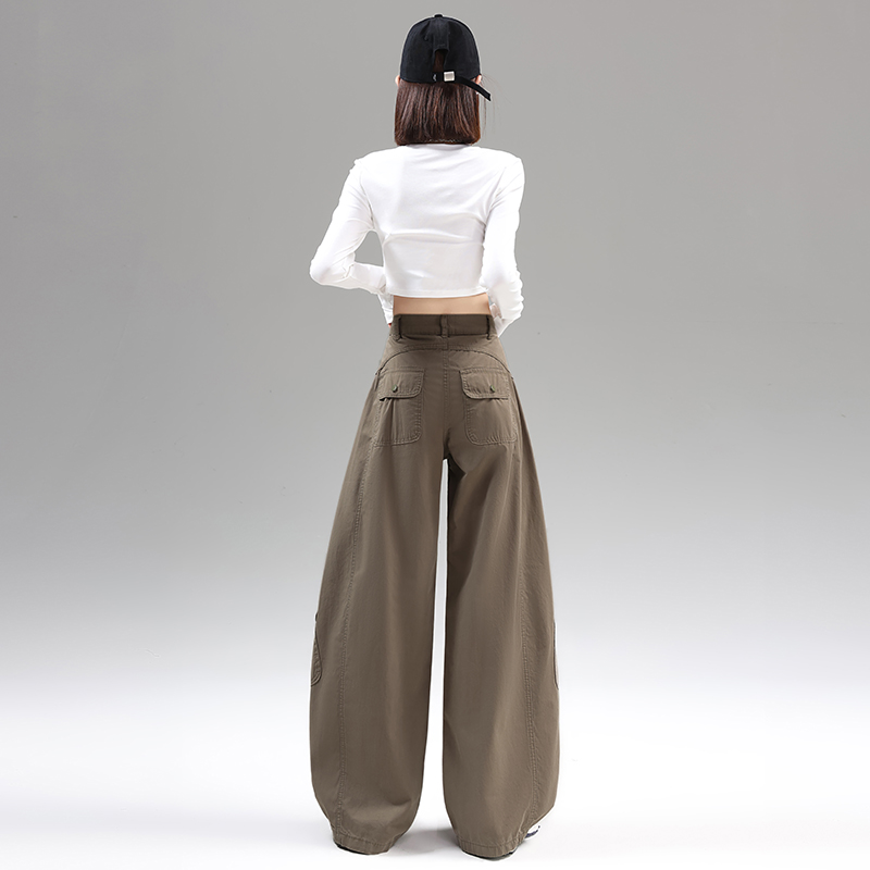 Green lengthen casual pants American style slim pants