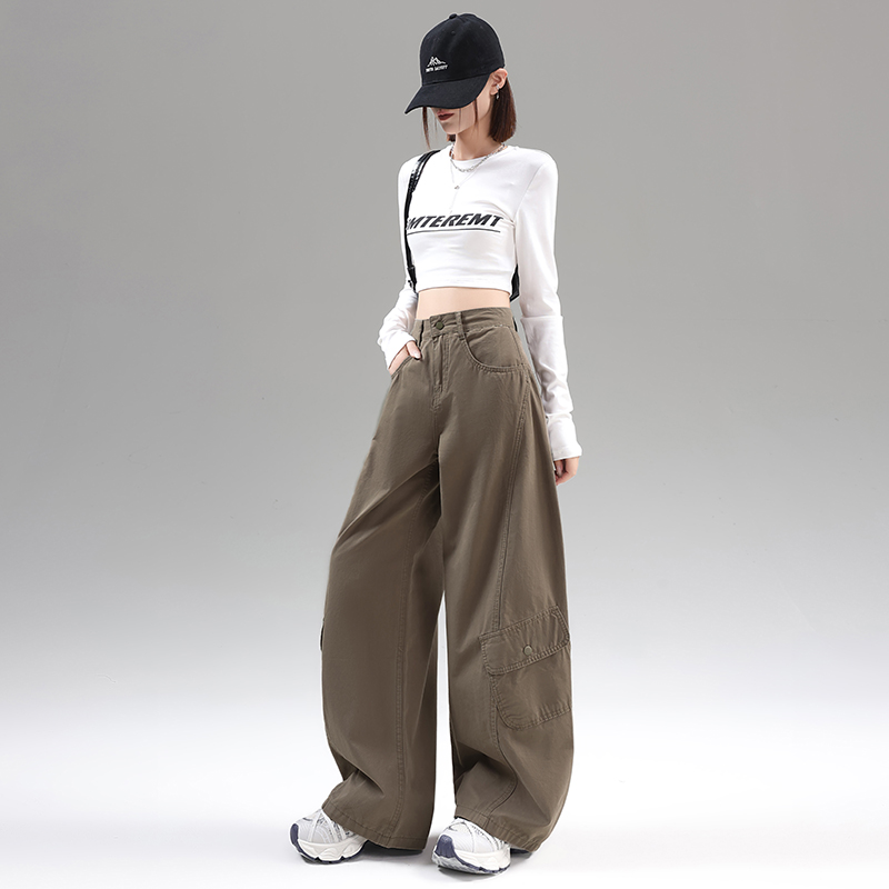 Green lengthen casual pants American style slim pants