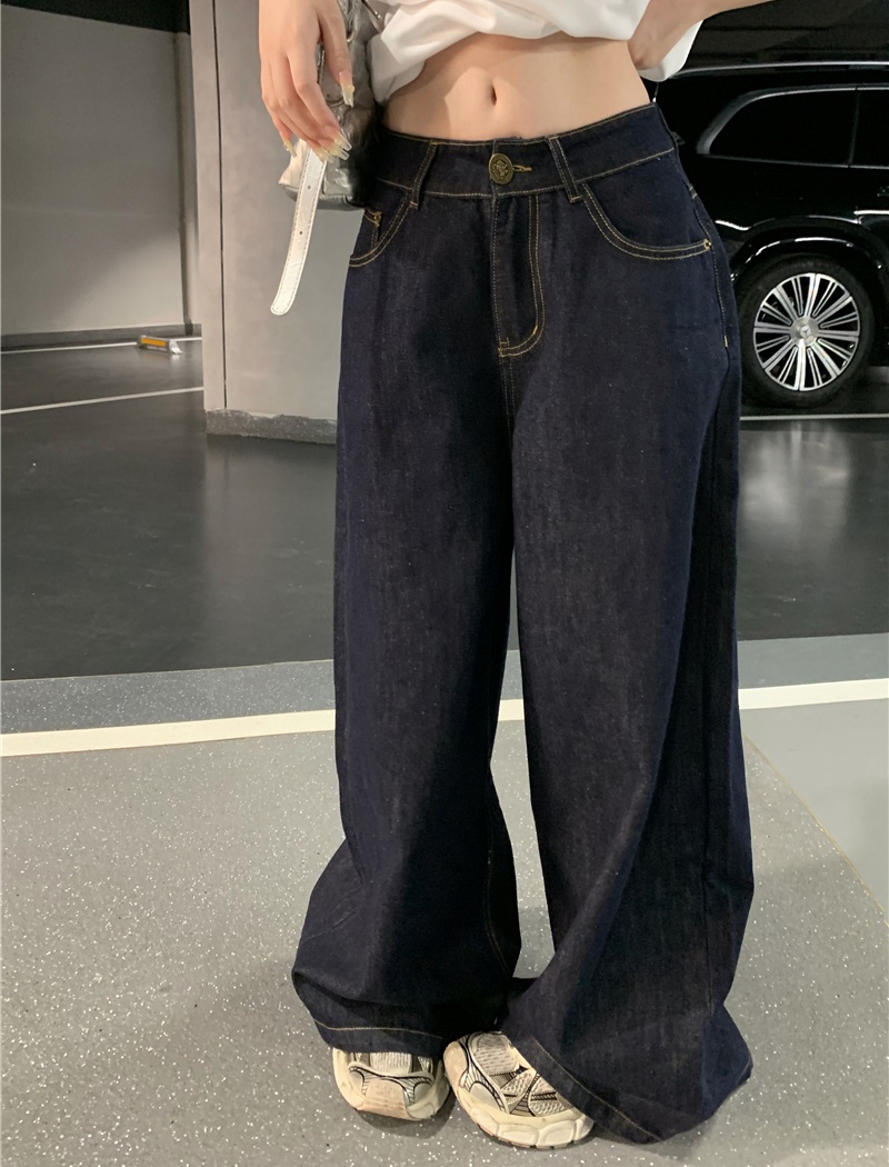 Strapless low-waist long pants straight pants jeans a set
