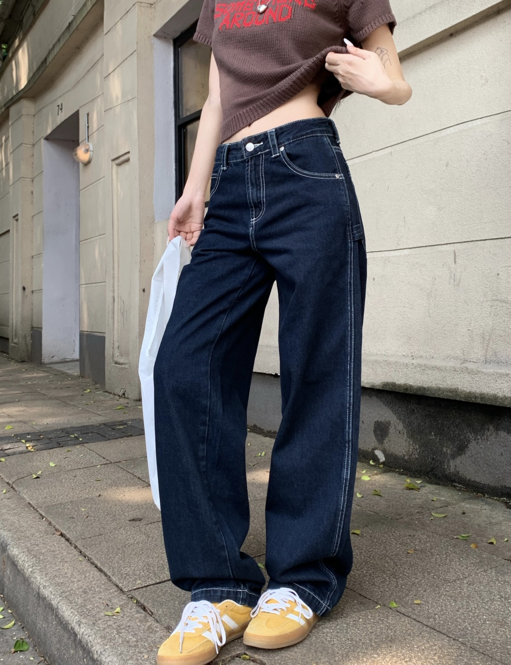 Low-waist wide leg pants work clothing for women