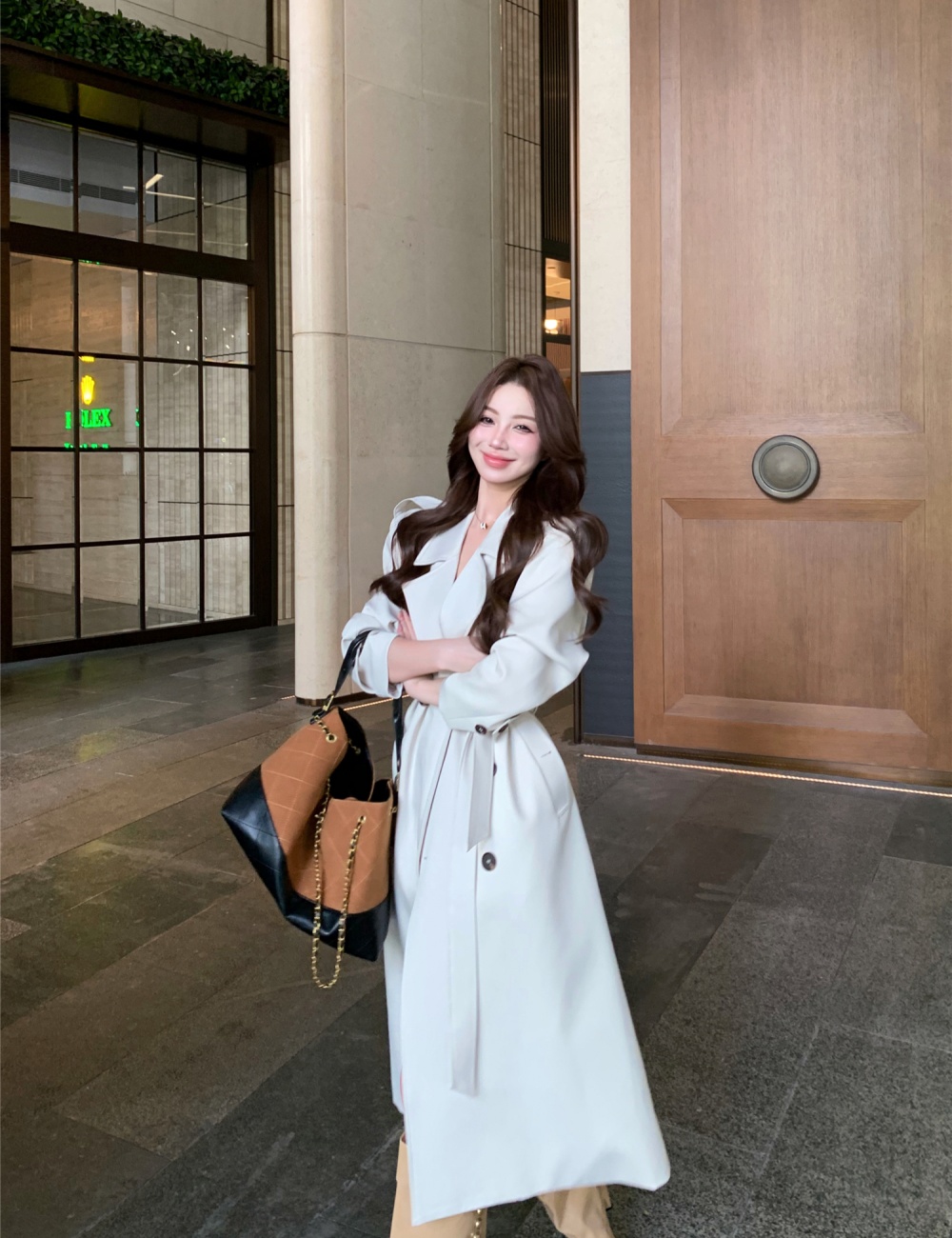Retro temperament coat long overcoat for women