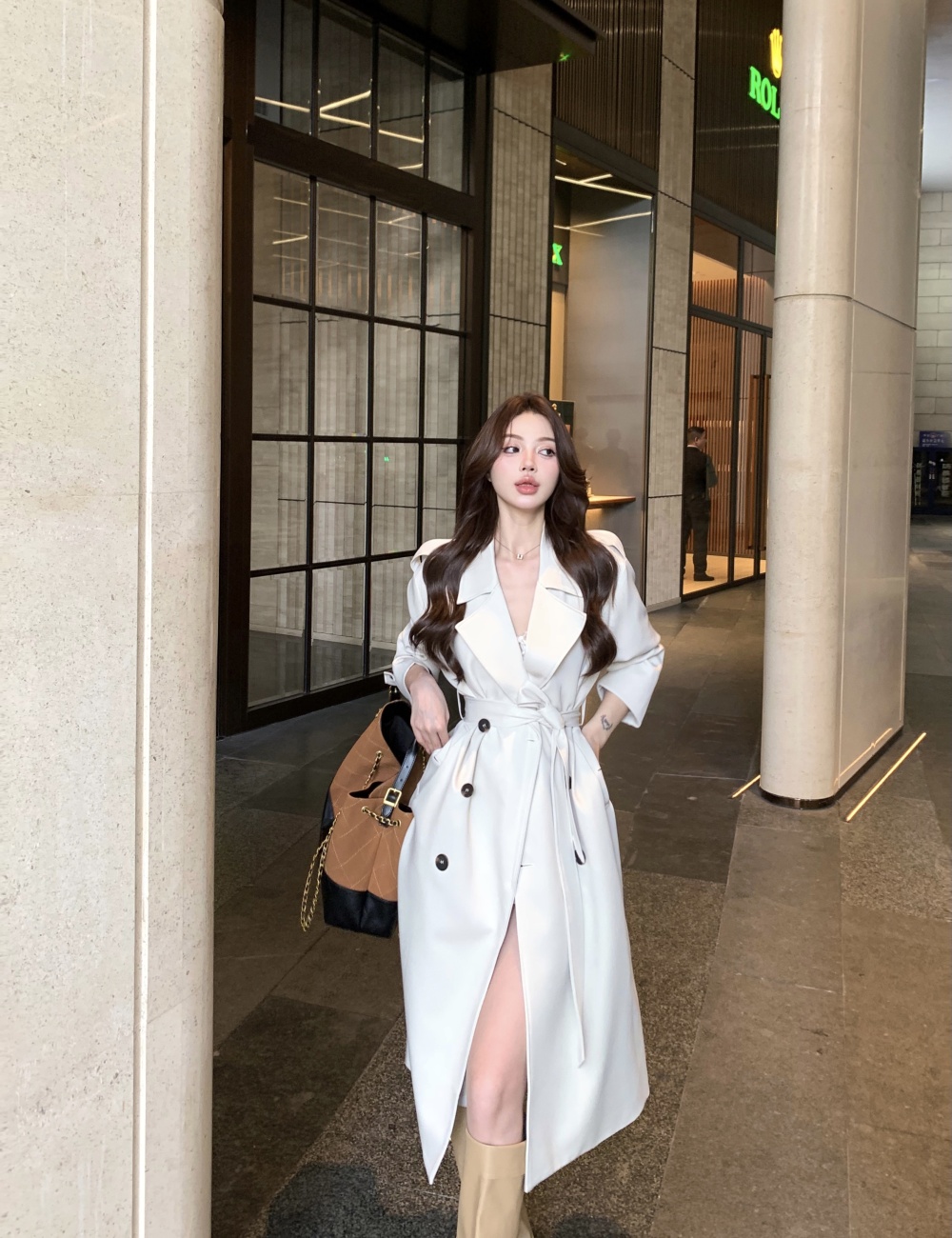 Retro temperament coat long overcoat for women