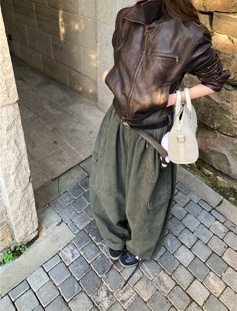 Slim locomotive leather coat retro coat