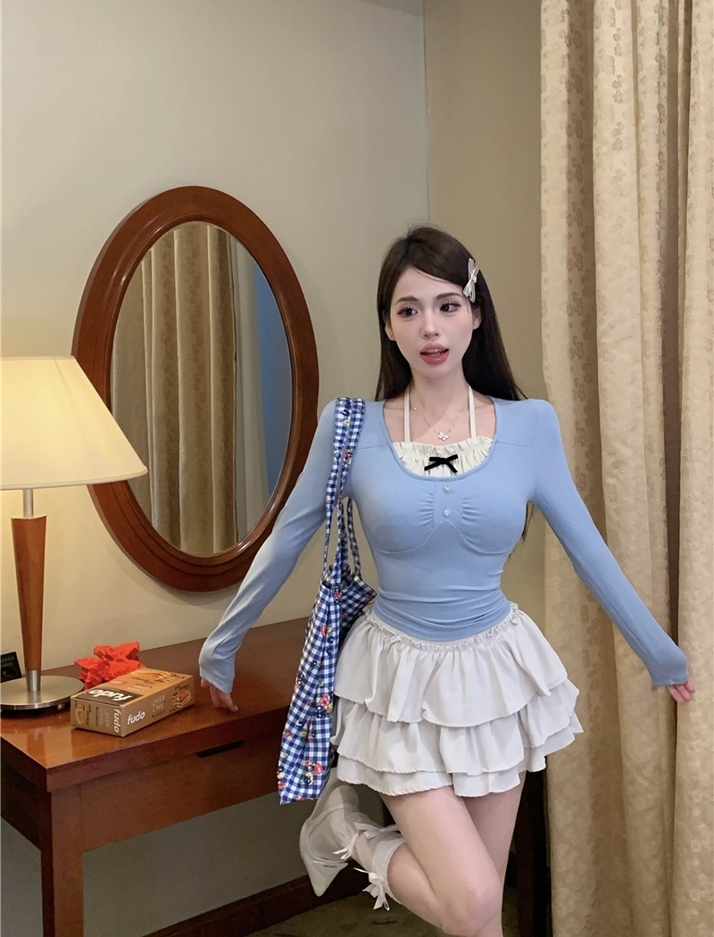 All-match halter short skirt temperament Pseudo-two skirt