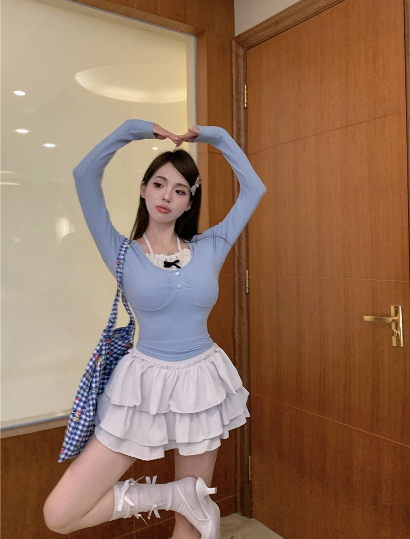 All-match halter short skirt temperament Pseudo-two skirt