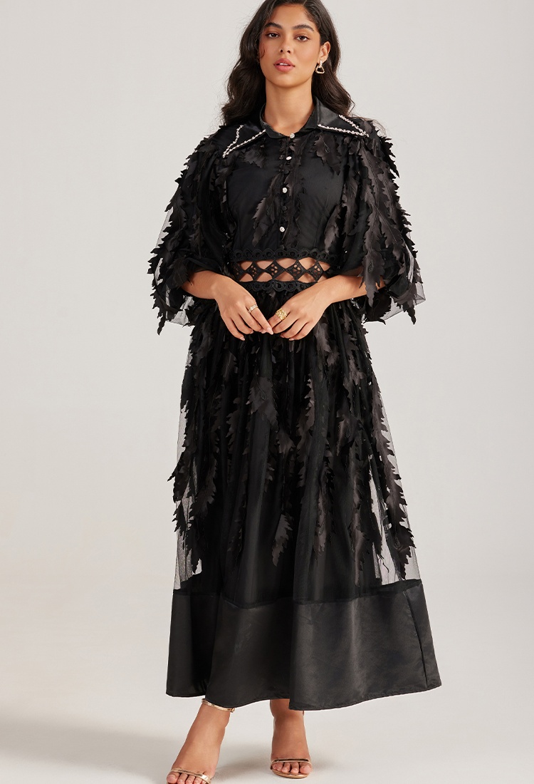 Rhinestone court style dress hollow long dress