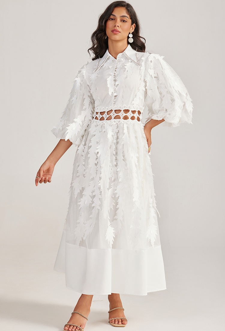 Rhinestone court style dress hollow long dress