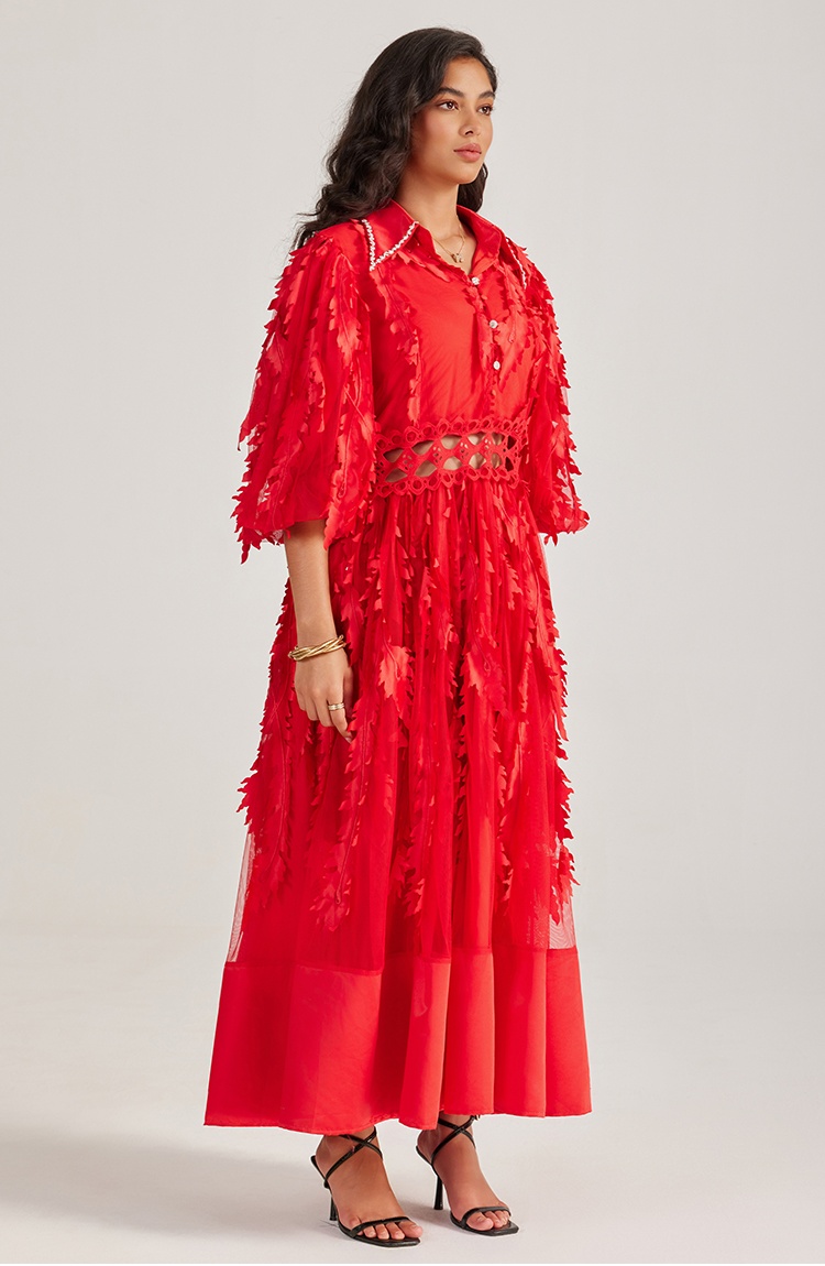 Rhinestone court style dress hollow long dress