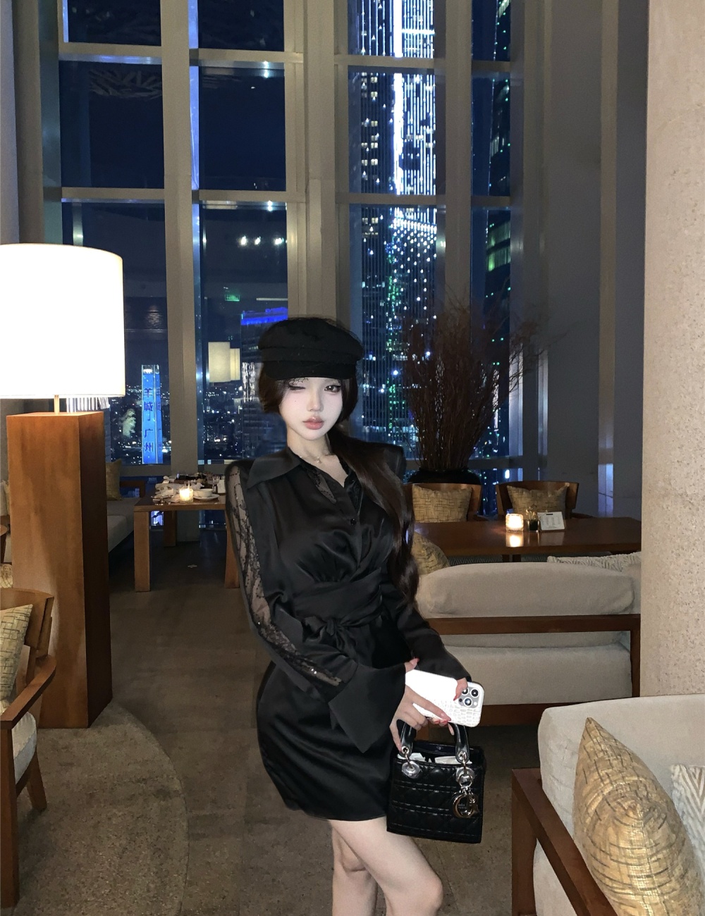 Enticement light luxury dress lapel shirt for women