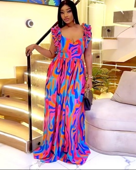 Fashion European style elegant printing dress for women