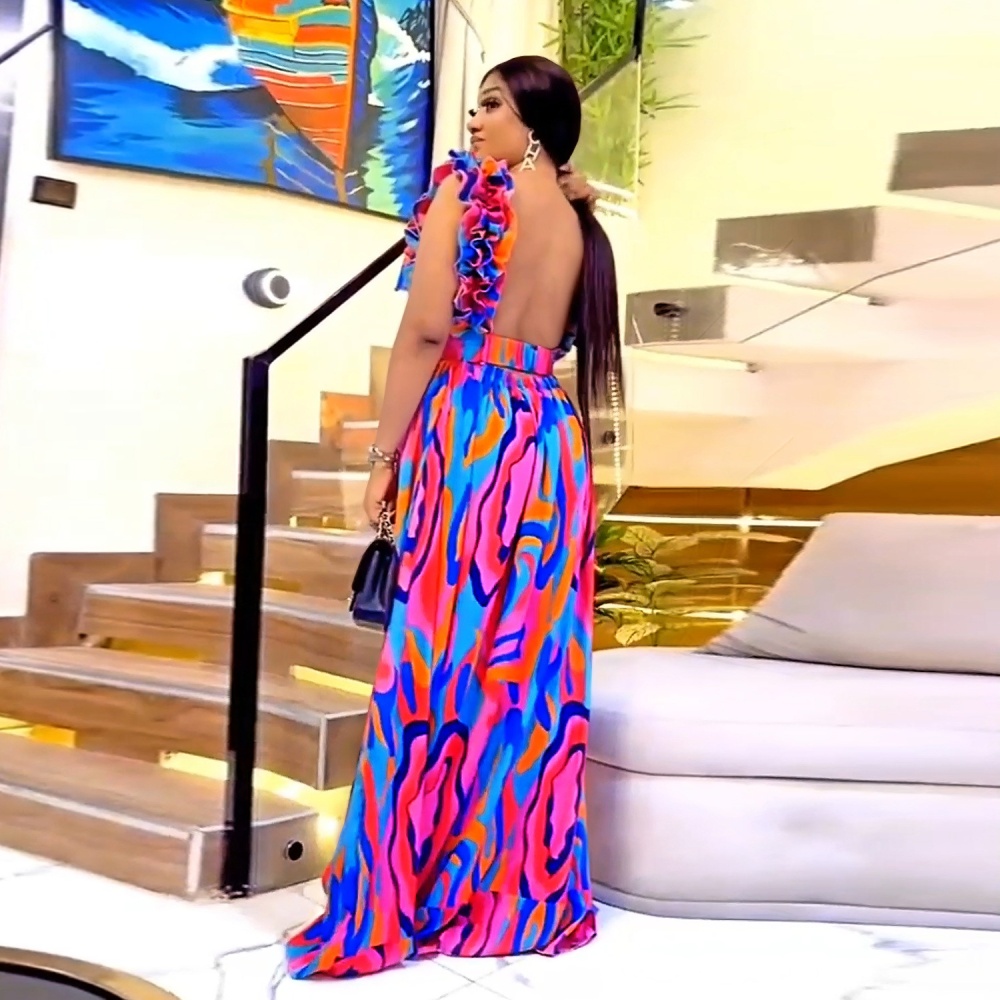 Fashion European style elegant printing dress for women