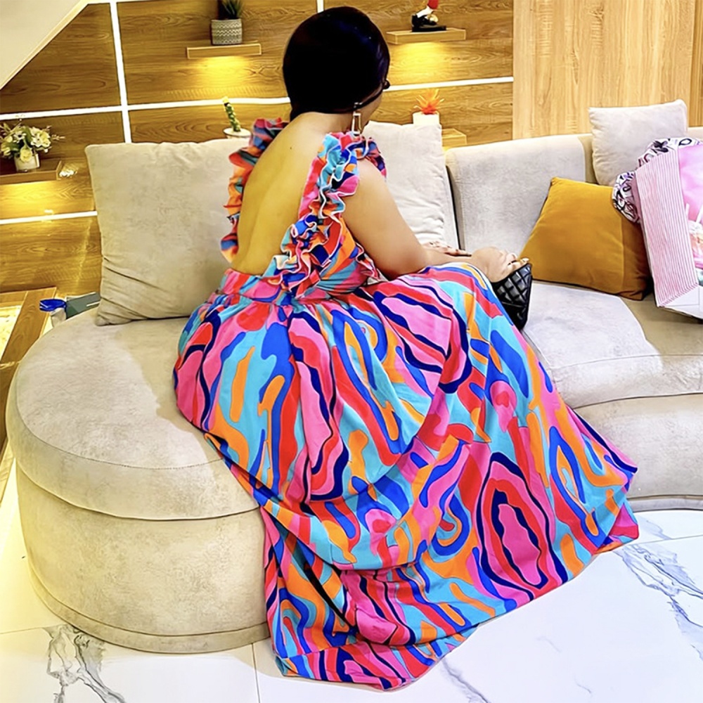 Fashion European style elegant printing dress for women
