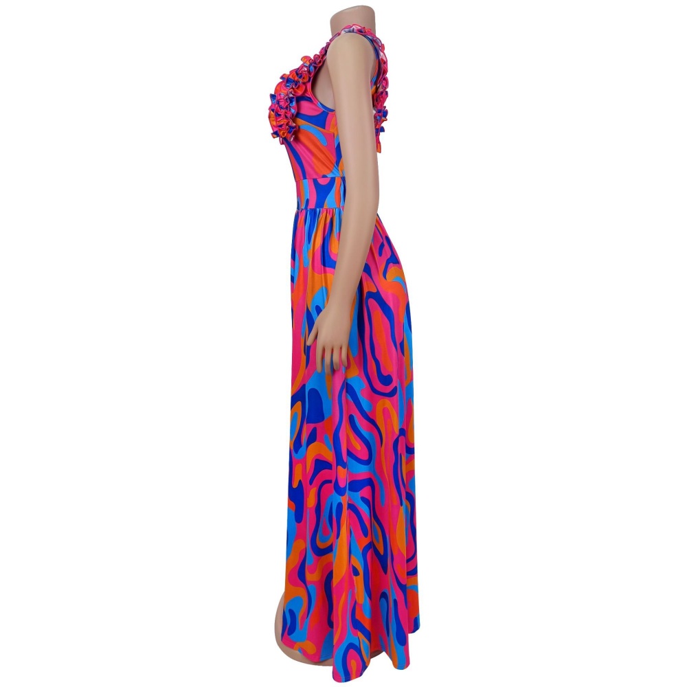 Fashion European style elegant printing dress for women