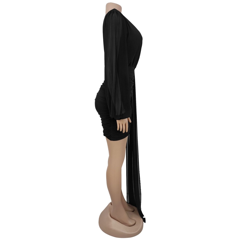 Sexy bandage sloping shoulder dress for women
