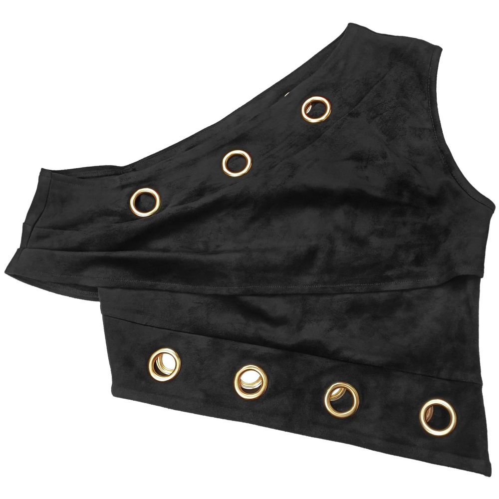 Sloping shoulder tops short skirt 2pcs set