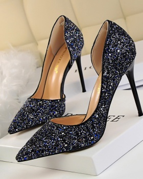 European style fine-root hollow slim sexy low shoes for women
