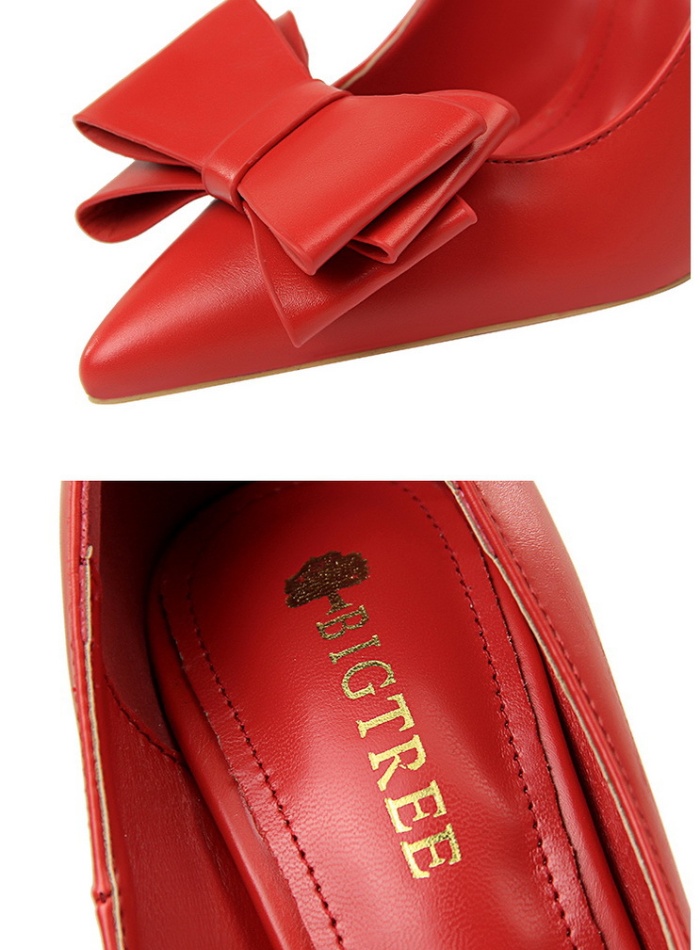 Low Korean style sweet shoes bow slim high-heeled shoes