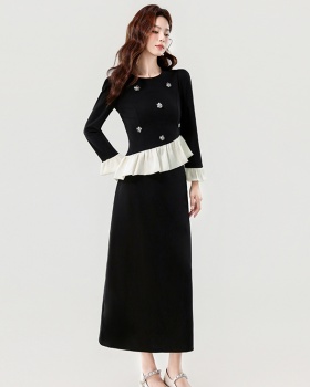 Autumn lotus leaf edges mixed colors chanelstyle skirt 2pcs set