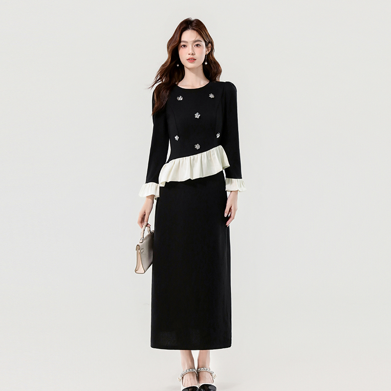 Autumn lotus leaf edges mixed colors chanelstyle skirt 2pcs set