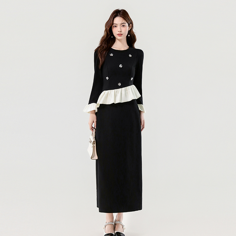 Autumn lotus leaf edges mixed colors chanelstyle skirt 2pcs set
