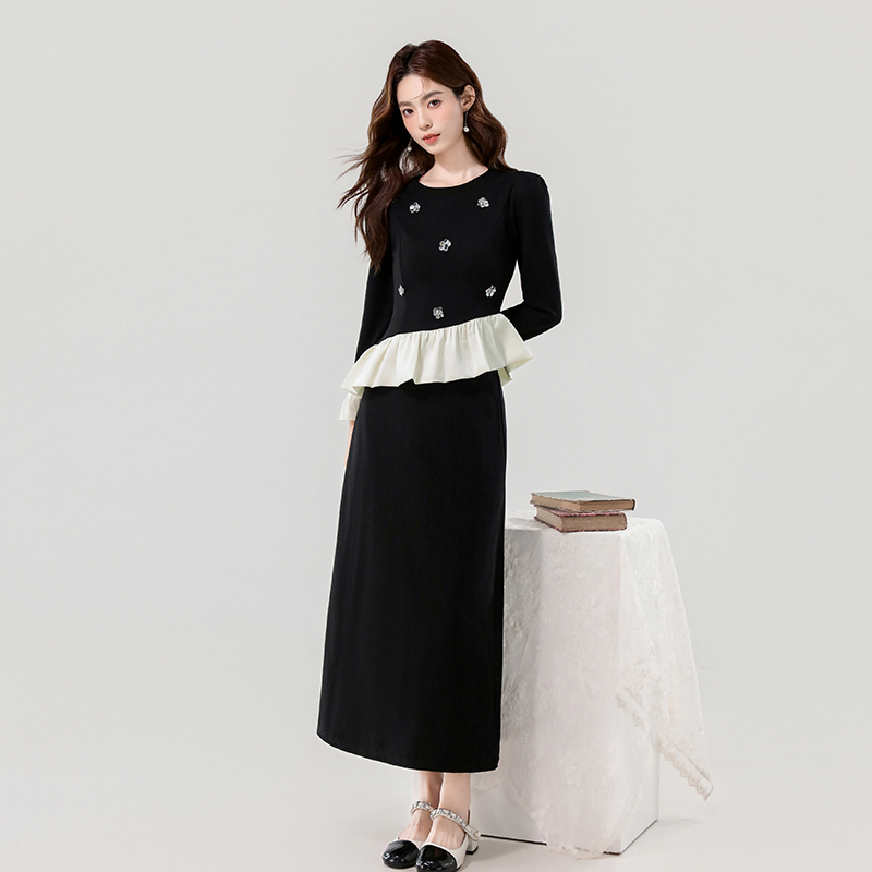 Autumn lotus leaf edges mixed colors chanelstyle skirt 2pcs set