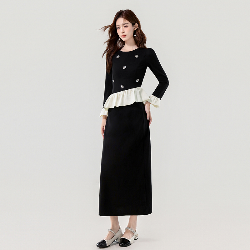 Autumn lotus leaf edges mixed colors chanelstyle skirt 2pcs set
