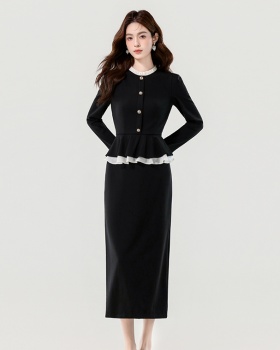 Lotus leaf edges mixed colors temperament dress
