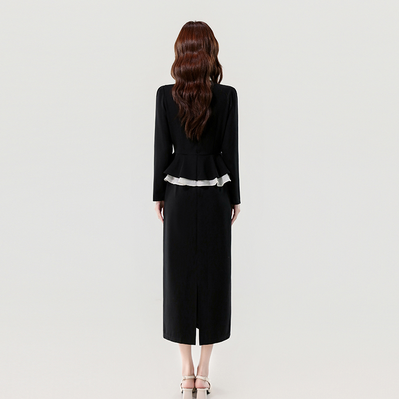 Lotus leaf edges mixed colors temperament dress