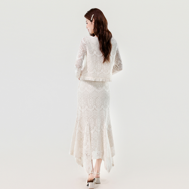Autumn elegant skirt irregular temperament tops 2pcs set