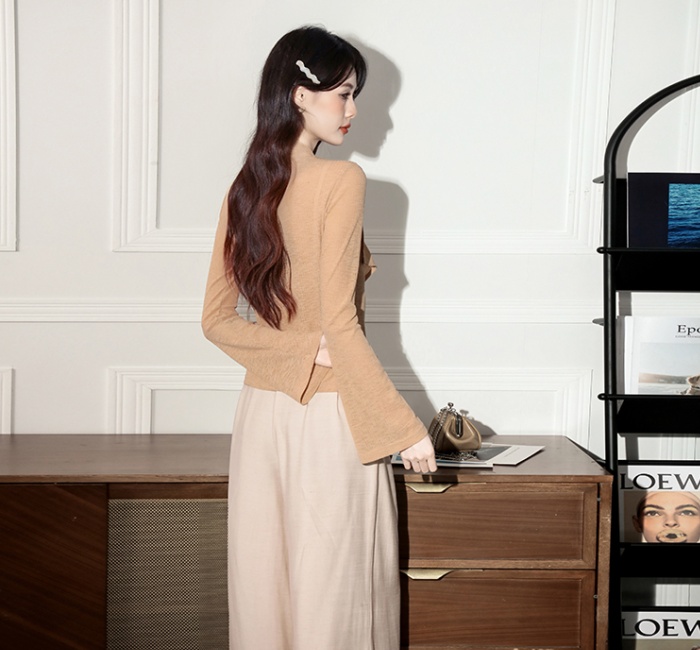 Lotus leaf edges wide leg pants all-match tops a set