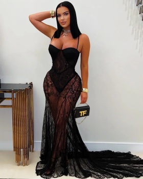Sling lace dress European style sexy formal dress for women