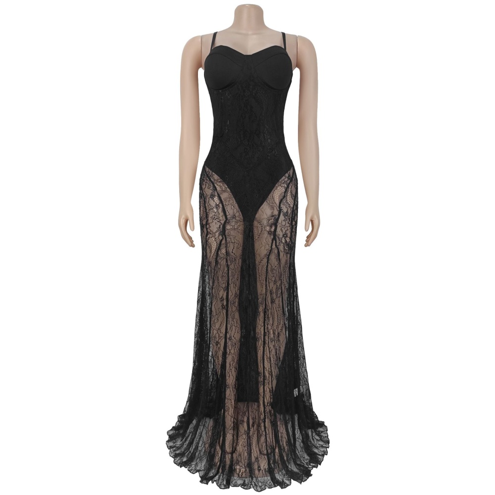 Sling lace dress European style sexy formal dress for women