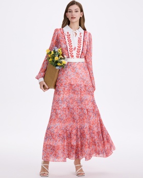 Cake chiffon beading European style retro dress