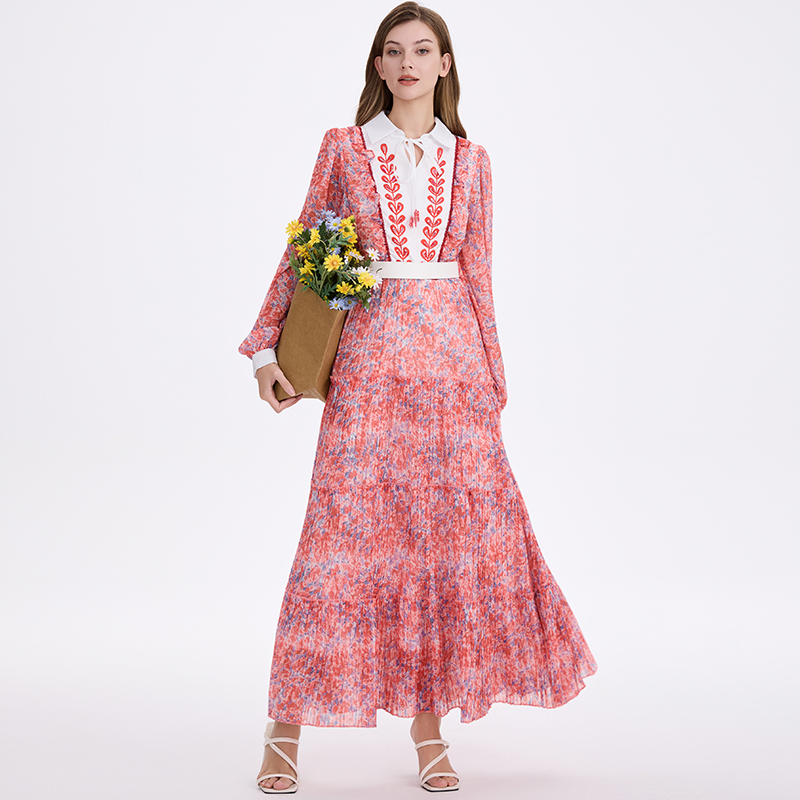 Cake chiffon beading European style retro dress