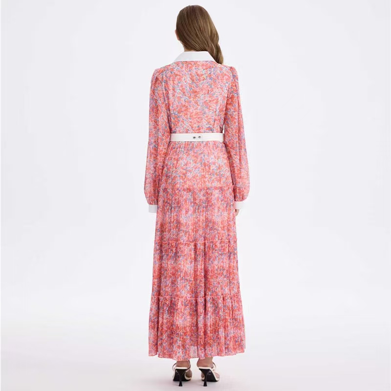 Cake chiffon beading European style retro dress