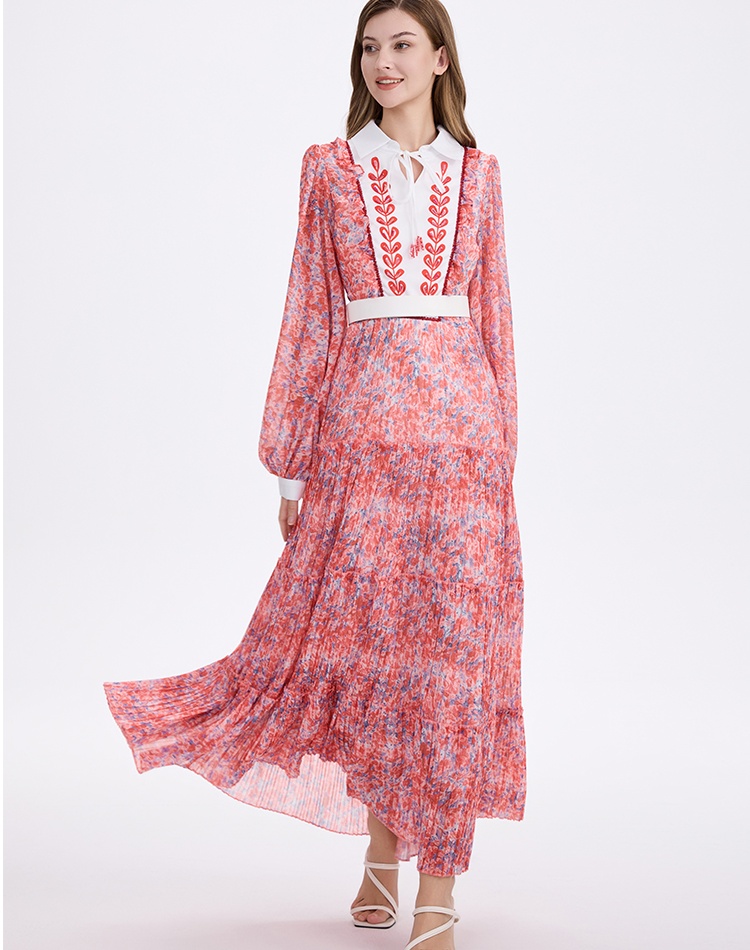 Cake chiffon beading European style retro dress