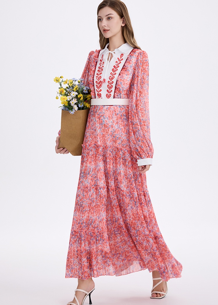 Cake chiffon beading European style retro dress
